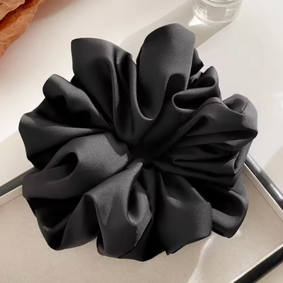 Large Silk Scrunchie Set - Schwarz, Beige & Grün