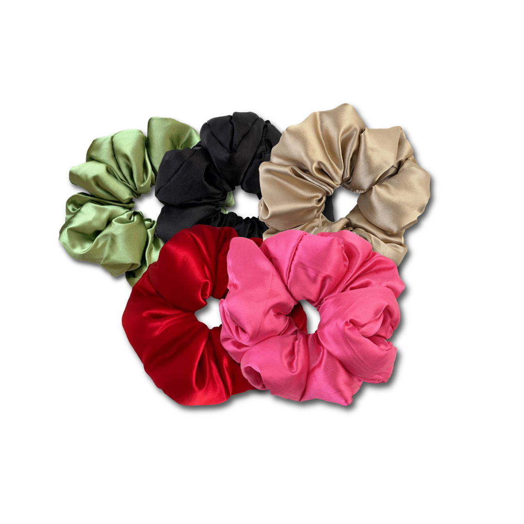 Grote Zijden Scrunchie Set - Meerkleurige Combinatie