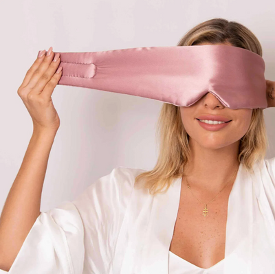 Puffer Zijden Slaapmasker Champagne-Roze