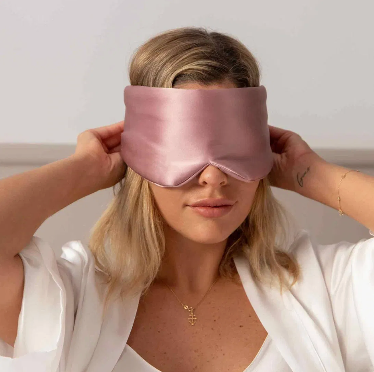 Puffer Silk Sleep Mask Champagner-Rose